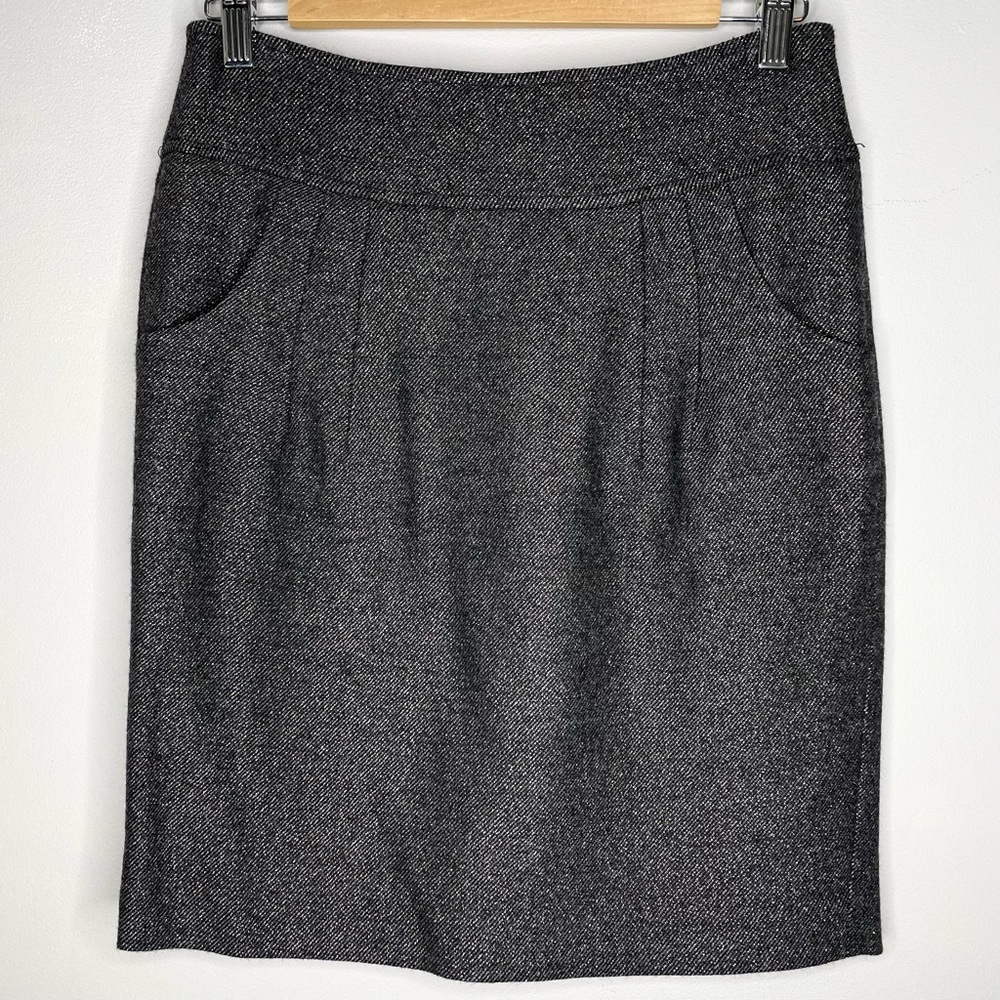 ANN TAYLOR Wool Metallic Knit Pencil Mini Skirt